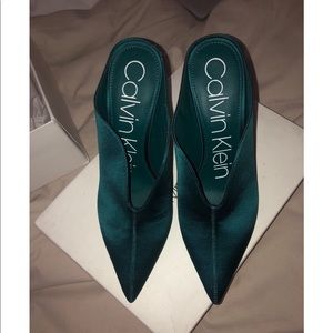 Calvin Klein satin mules